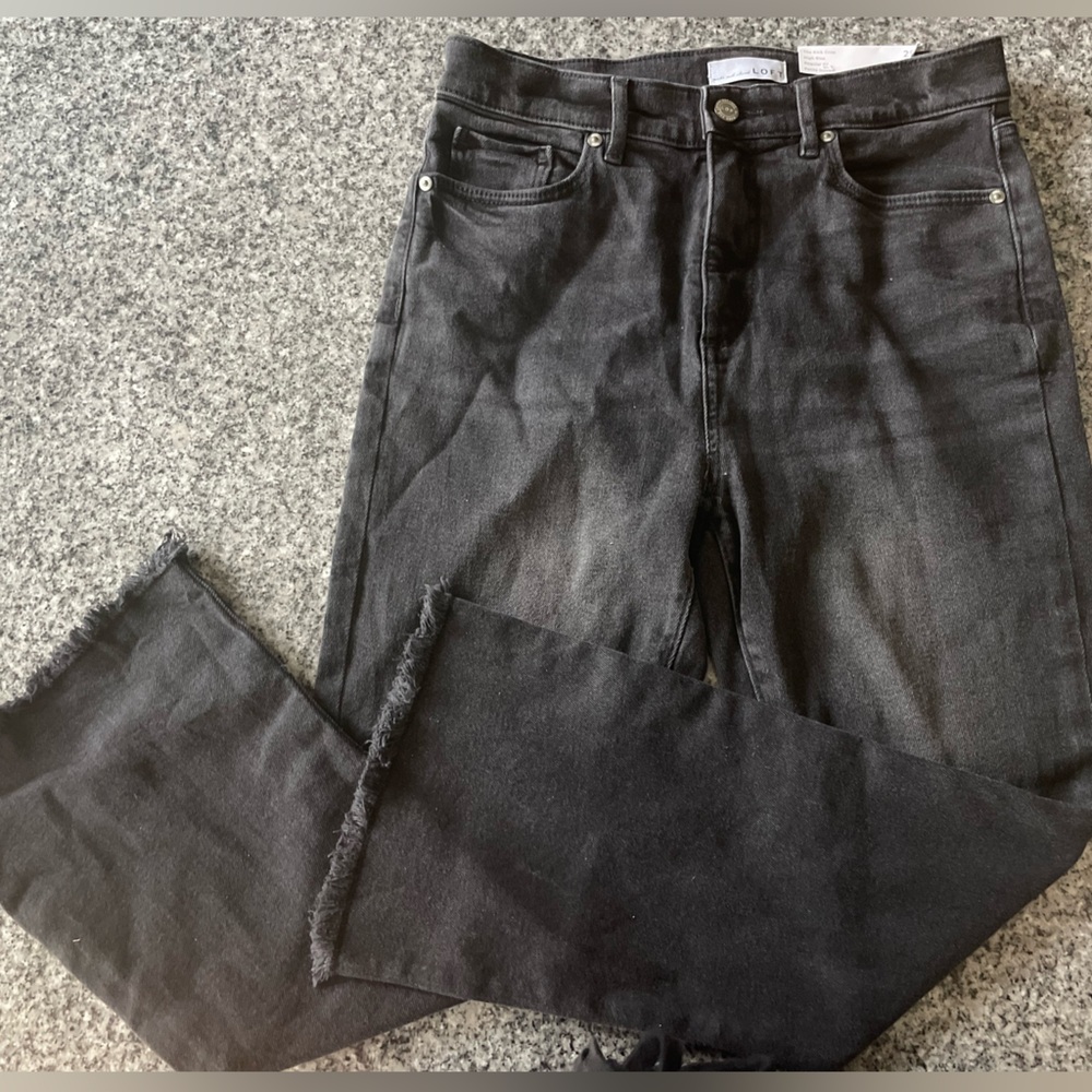 Loft Petite 8 Black Denim The Kick Crop